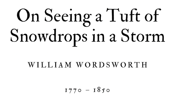 ON SEEING A TUFT OF SNOWDROPS IN A STORM - WILLIAM WORDSWORTH - Friendz10