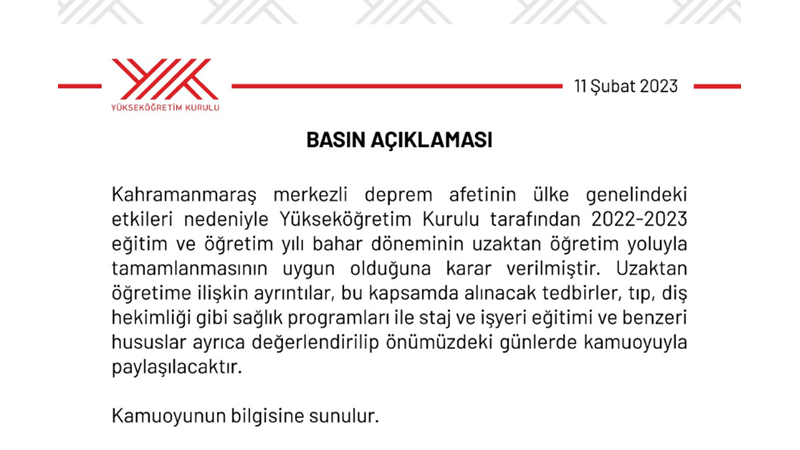 YÖK’TEN KARAR: ÜNİVERSİTELER UZAKTAN EĞİTİMLE DEVAM EDECEK