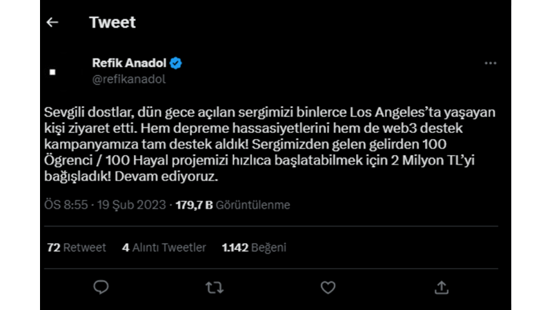 REFİK ANADOL LEONARDO DICAPRIO’NUN DA KATILDIĞI SERGİYLE DESTEK TOPLADI