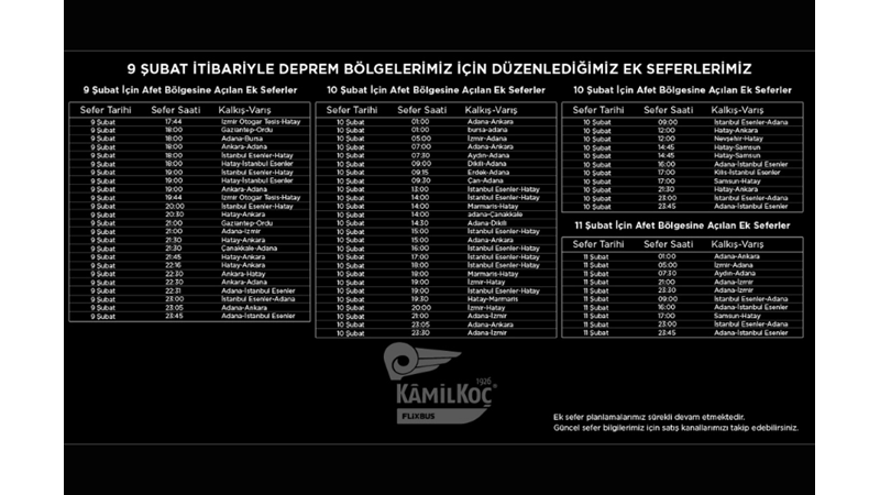 DEPREM BÖLGESİNDEKİ TAHLİYE NOKTALARI VE TÜM ÜCRETSİZ SEFERLER