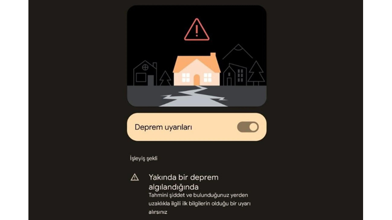 GOOGLE ANDROID DEPREM UYARI SİSTEMİ