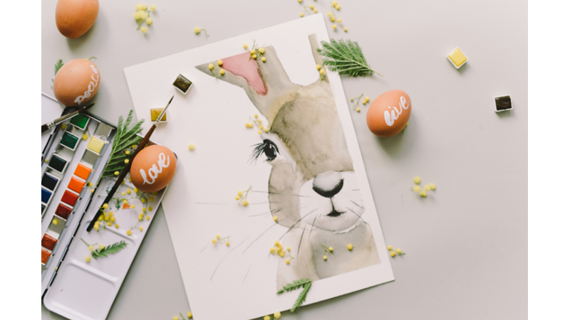 PASKALYA BAYRAMI: TAVŞAN ÇİZİMLİ KUTLAMA KARTI