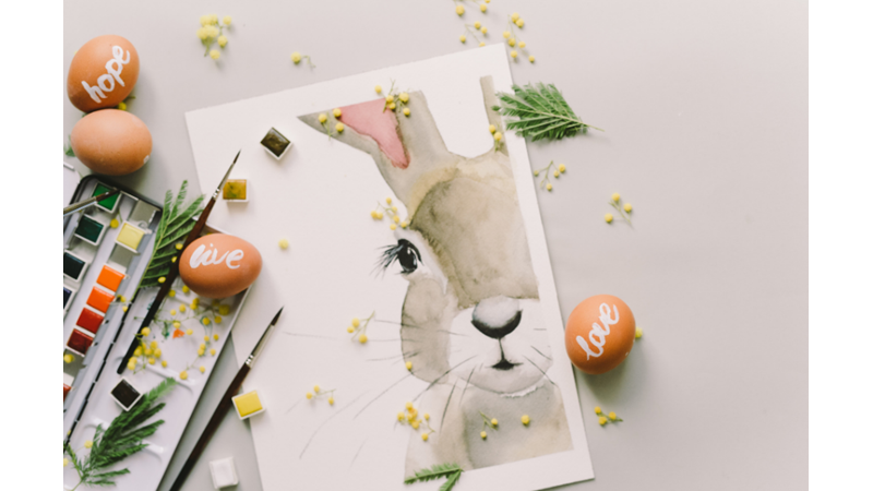 PASKALYA BAYRAMI: TAVŞAN ÇİZİMLİ KUTLAMA KARTI