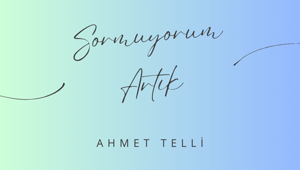 "SORMUYORUM ARTIK" -AHMET TELLİ