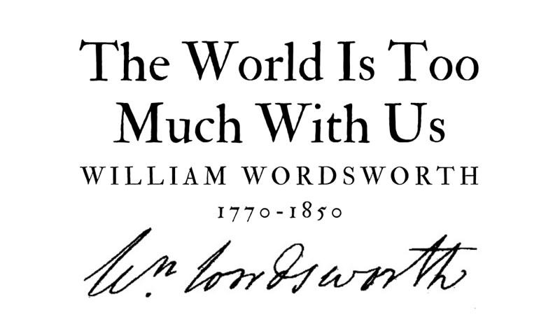 THE WORLD IS TOO MUCH WITH US